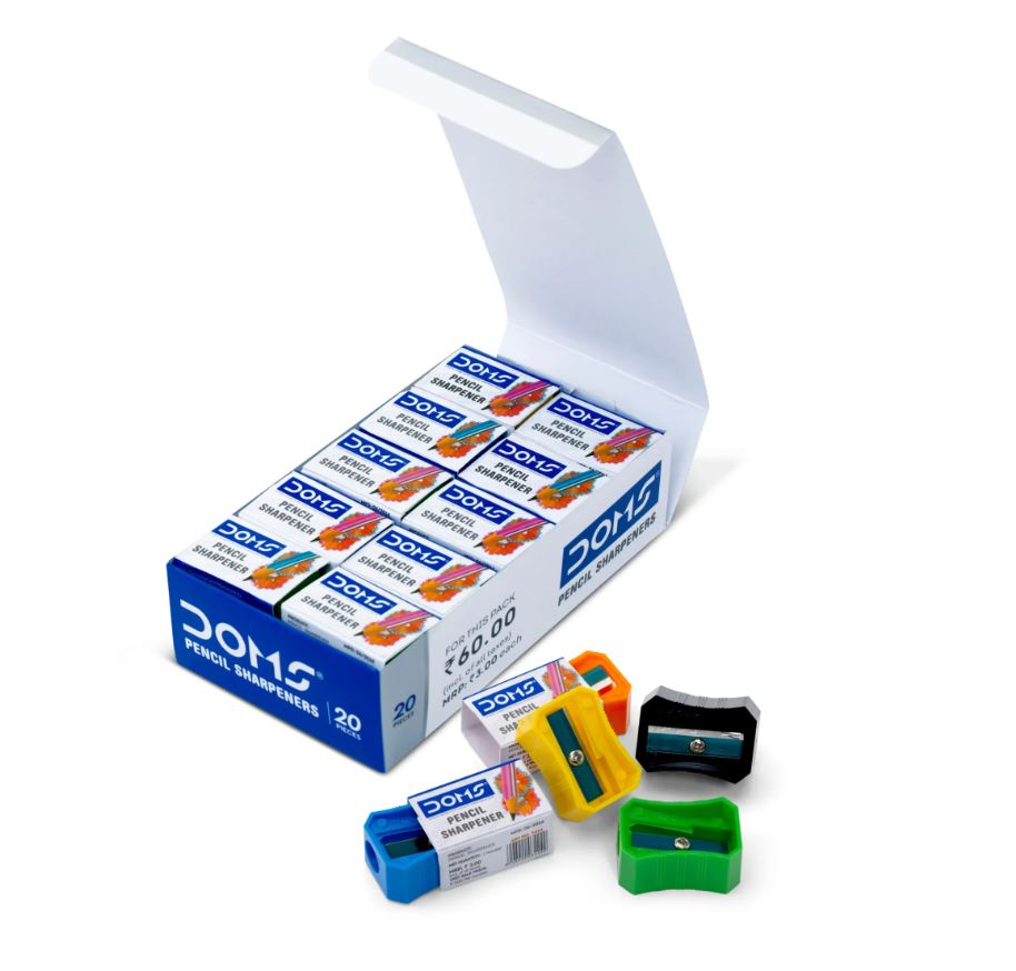 DOMS Pencil Sharpeners For Smooth and Breakless Sharpening Multicoloured Pencil Sharpener Pack Of 20 Pieces