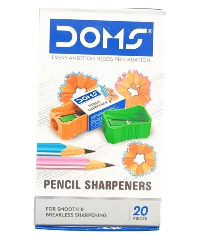DOMS Pencil Sharpeners For Smooth and Breakless Sharpening Multicoloured Pencil Sharpener Pack Of 20 Pieces