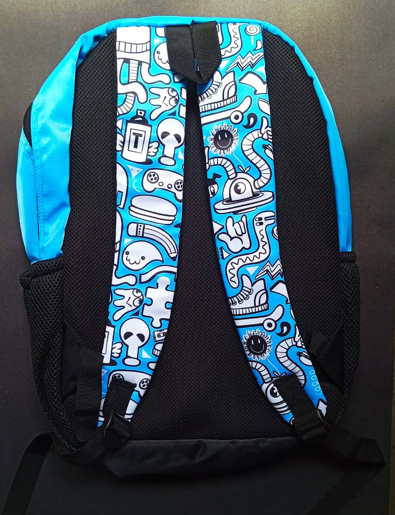DOMS School Bag Waterproof Doodle Print School Bag for Kids and Teens Stylish Cartoon Design Lightweight and Durable Unisex New Launch
