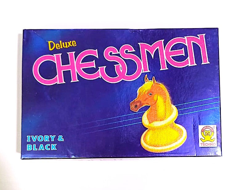 Deluxe Chessmen In Ivory and Black Complete Set of 32 Chess Pieces Chess Coins Chessmen Light Weight All Ages