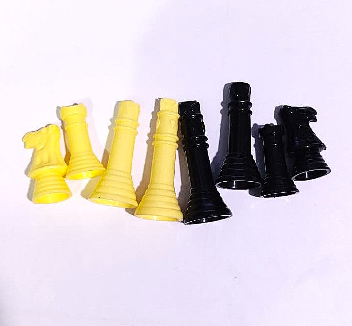 Deluxe Chessmen In Ivory and Black Complete Set of 32 Chess Pieces Chess Coins Chessmen Light Weight All Ages