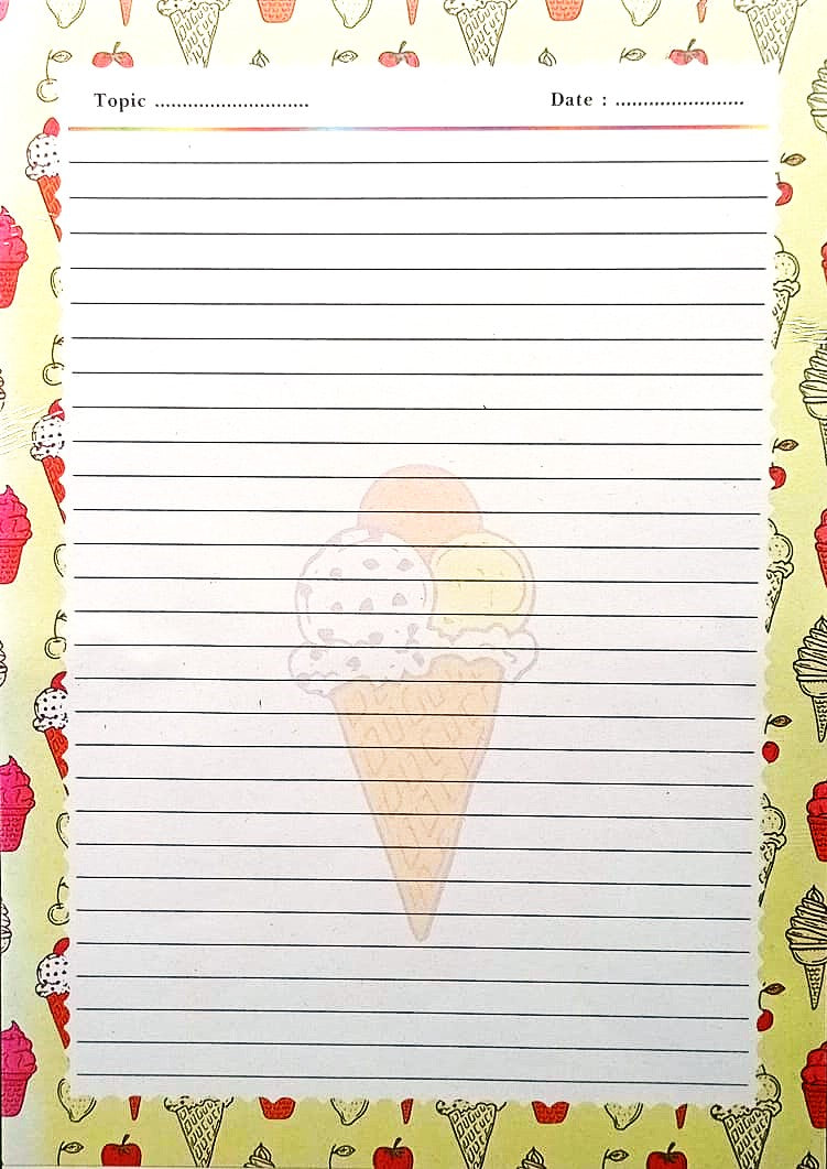 Designer Sheets A4 Size One Side Ruled Project Papers Floral Comment Sheets for Assignment Art and Craft Pack of 20 Mix Sheets 4 Design Each 100 GSM