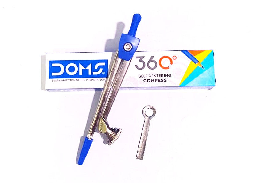 Doms 360 Compass Self Centering Pencil Compass Non-Rusting Strong Material For Students School and Stationery Use For Drawing Circle Arc and Other Geometry Designs Pack of 10