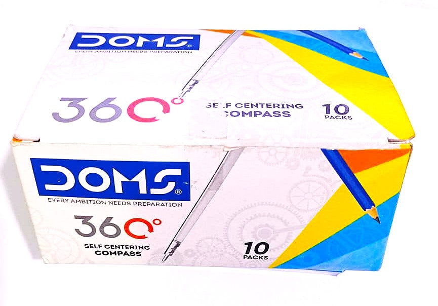 Doms 360 Compass Self Centering Pencil Compass Non-Rusting Strong Material For Students School and Stationery Use For Drawing Circle Arc and Other Geometry Designs Pack of 10
