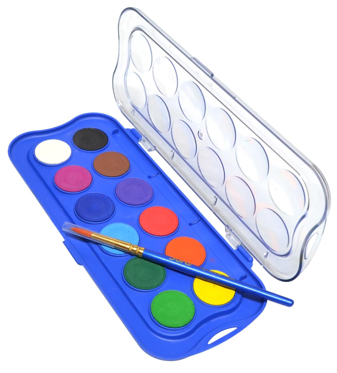 Doms Aqua Water Colour Cakes 12 Shades 23 mm Rich Colour Pigment Premium Grade For Students With FREE 1 Brush Best Birthday Gift Useful For Drawing and Colouring Pack of 1