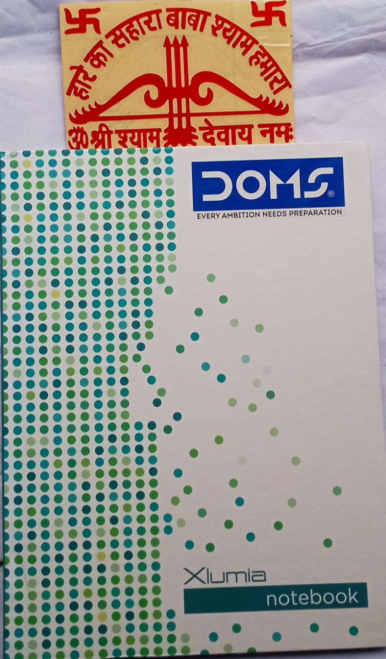 Doms Diary Coman Working Note Book With Hare Ka Sahara Baba Shyam Hamara Sticker Free