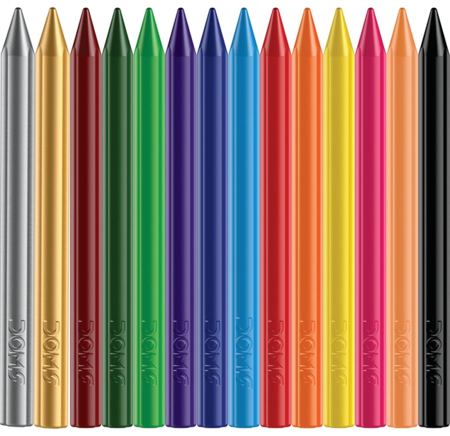 Doms Plastic Crayons 14 Shades Erasable and Sharpenable Plastic Crayons Round Tin Box Smooth and Even Shading Bright and Playful Colors Free Eraser Inside Non-Toxic and Safe for Childrens Pack of 1 Multicolor