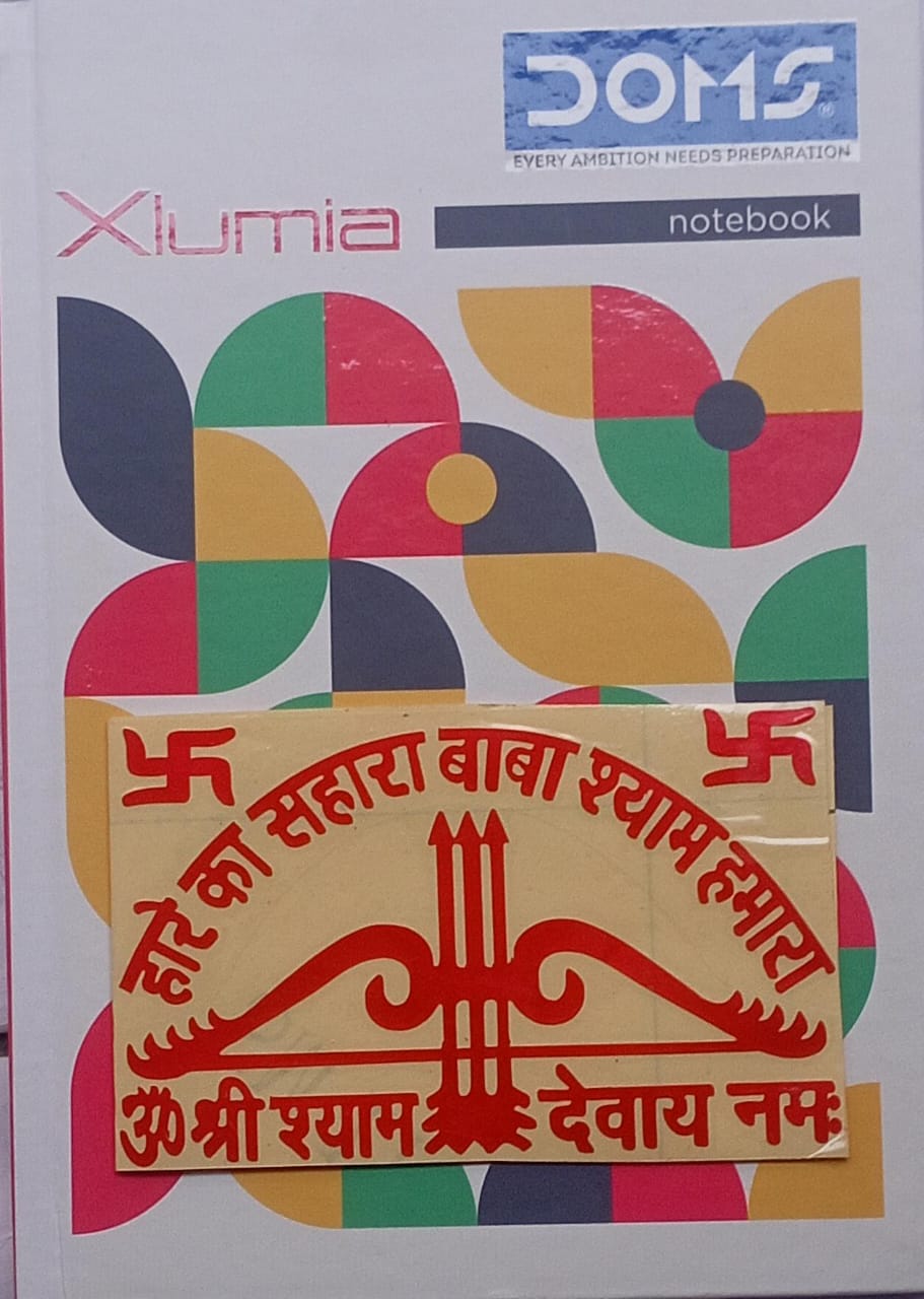 Doms Xiumia Note Book Diary Coman With Hare Ka Sahara Baba Shyam Hamara Sticker Free
