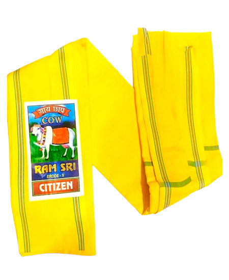 Gaay Chhap Gamcha Stylish Men's Stoles Towel Large Size Soft and Comfortable for Bathing Yellow Border Pack of 1 Cotton Gamcha