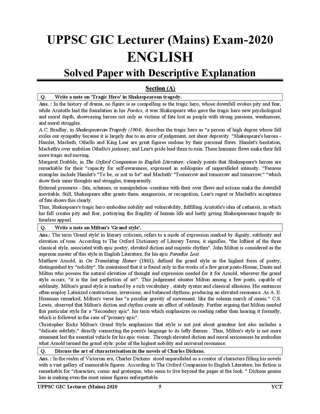 Youth LT Grade GIC GDC Mains English Chapterwise Solved Papers 2026 English Medium