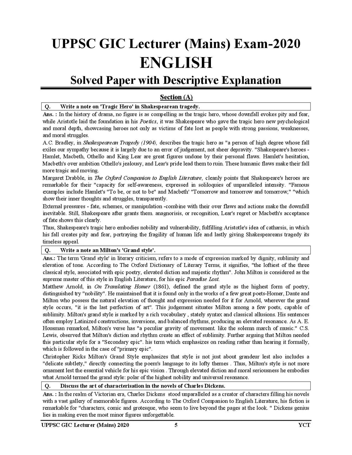 Youth LT Grade GIC GDC Mains English Chapterwise Solved Papers 2026 English Medium