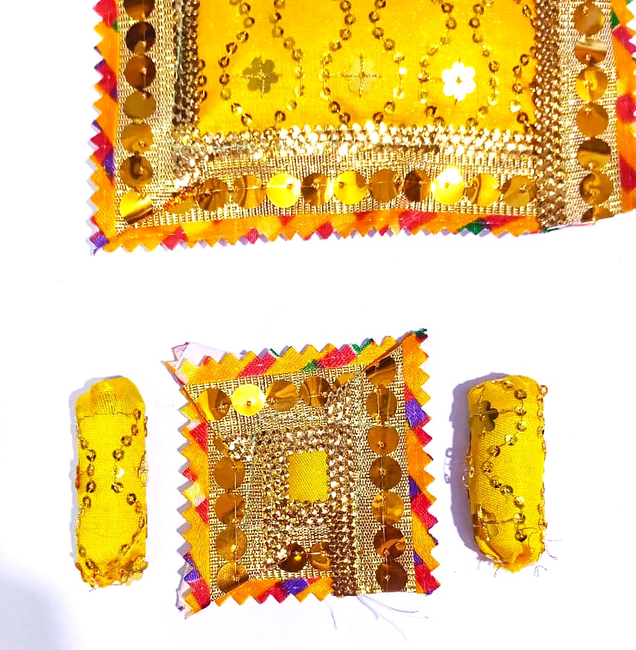 Laddu Gopal Gadda Bedding Set for Kanha Ji with 1 Gadda and 3 Pillow Bister Takiya for Laddu Gopal Ji Pack of 1