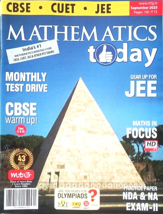 MATHEMATICS TODAY MONTHLY TEST DRIVE MTG September 2025