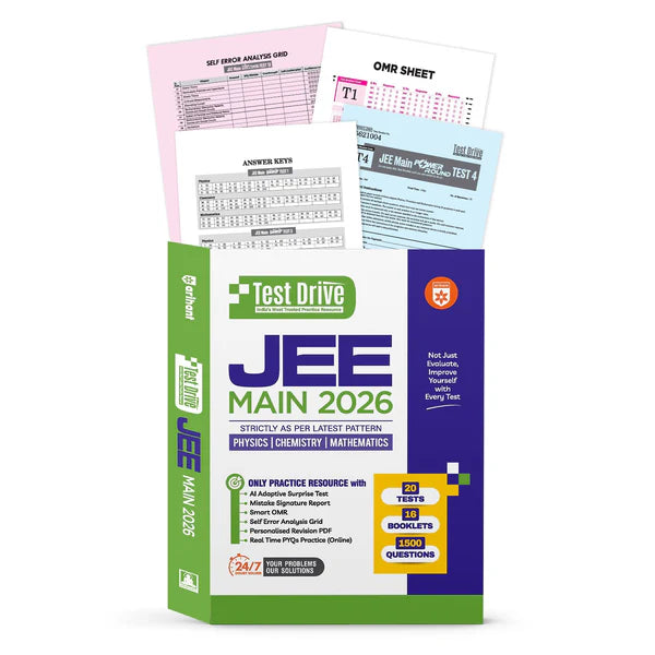 Arihant JEE Main 2026 Test Drive Physics Chemistry And Maths 20 Tests 16 Booklets 1500 Questions AI-Adaptive Practice with Error Analysis Smart OMR Real Time PYQs Based on Latest NTA Pattern