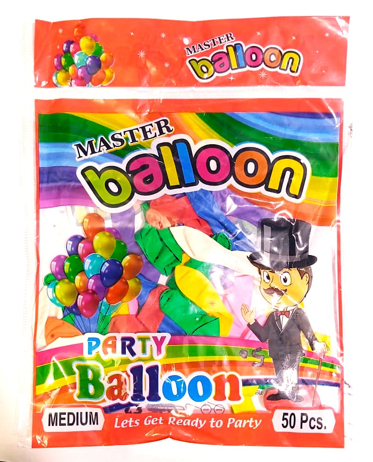 Master Balloon Party Balloons Premium Decoration Balloons Natural Rubber Latex 50 Pcs Multicolor Party Balloons