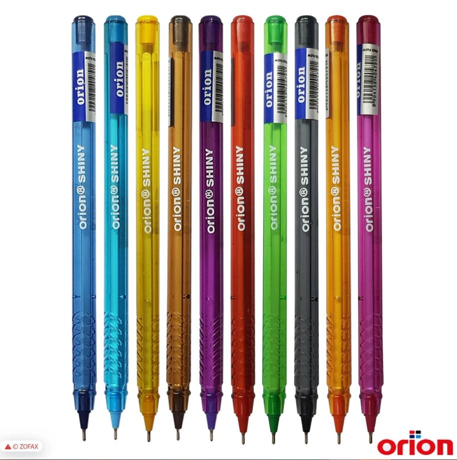 Orion Shiny Ball Pen 0.5 mm Multicolour Ballpoint Pens 10 x 0.5mm Fine Smooth Ink Flow Ball Pens Pack Of 10 Pcs