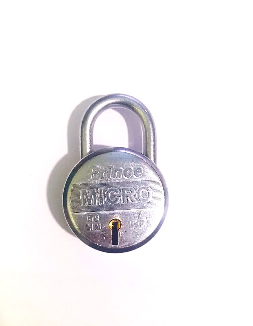 Prince Micro 8 Levers Padlock 60mm Alloy Steel 8 Levers Padlock with 3 Keys Set for Home Gate Shutter Home Office Shops Door Lock Round Tala Chabi