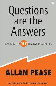 Book cover of 'Questions are the Answers' by Allan Pease with a white and orange design.