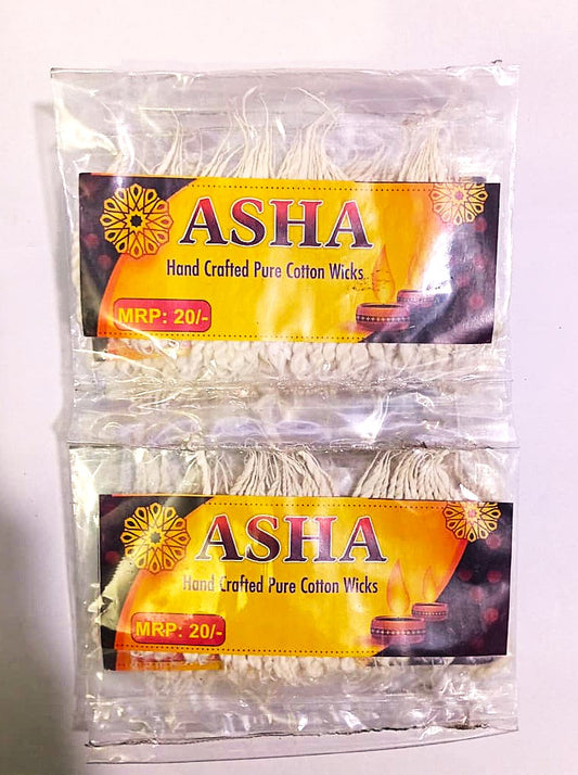 Asha Hand Crafted Pure Cotton Wicks Hand Made Long Twisted Pure Cotton Wicks Pack of 12 Pcs Arti Navratri Special Lambi Diya Jyot Batti Jot Wick Pooja Articles Puja Aarti Rui Batti 3 inch
