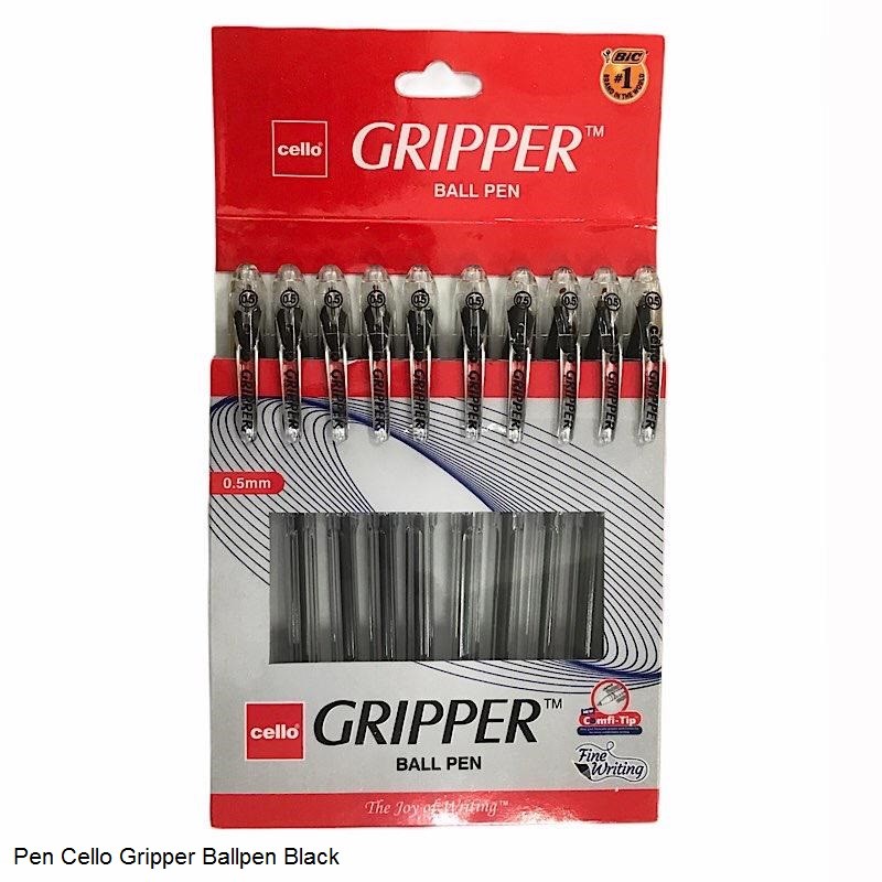Cello Gripper Ball Pen 0.5mm Cap Closure Type Black Ink Pack Of 10