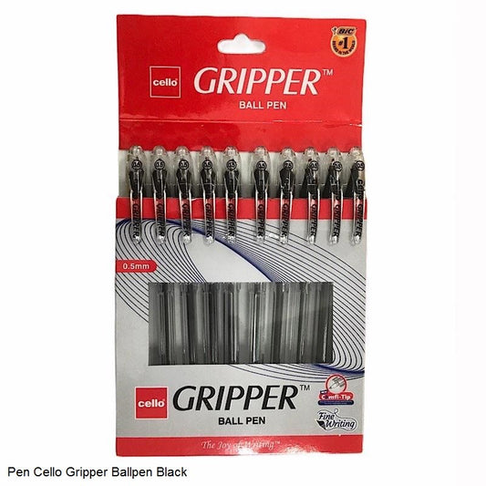 Cello Gripper Ball Pen 0.5mm Cap Closure Type Black Ink Pack Of 10