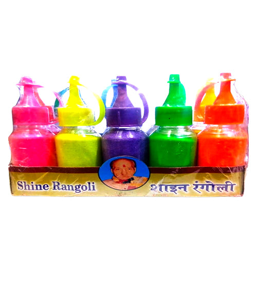 Rangoli Colours Powder Bottles for Floor Decorations Pack of 10 Rangoli Powder Bottles Used for Decoration of Diwali Navaratri Pongal Puja Mandir and Festival