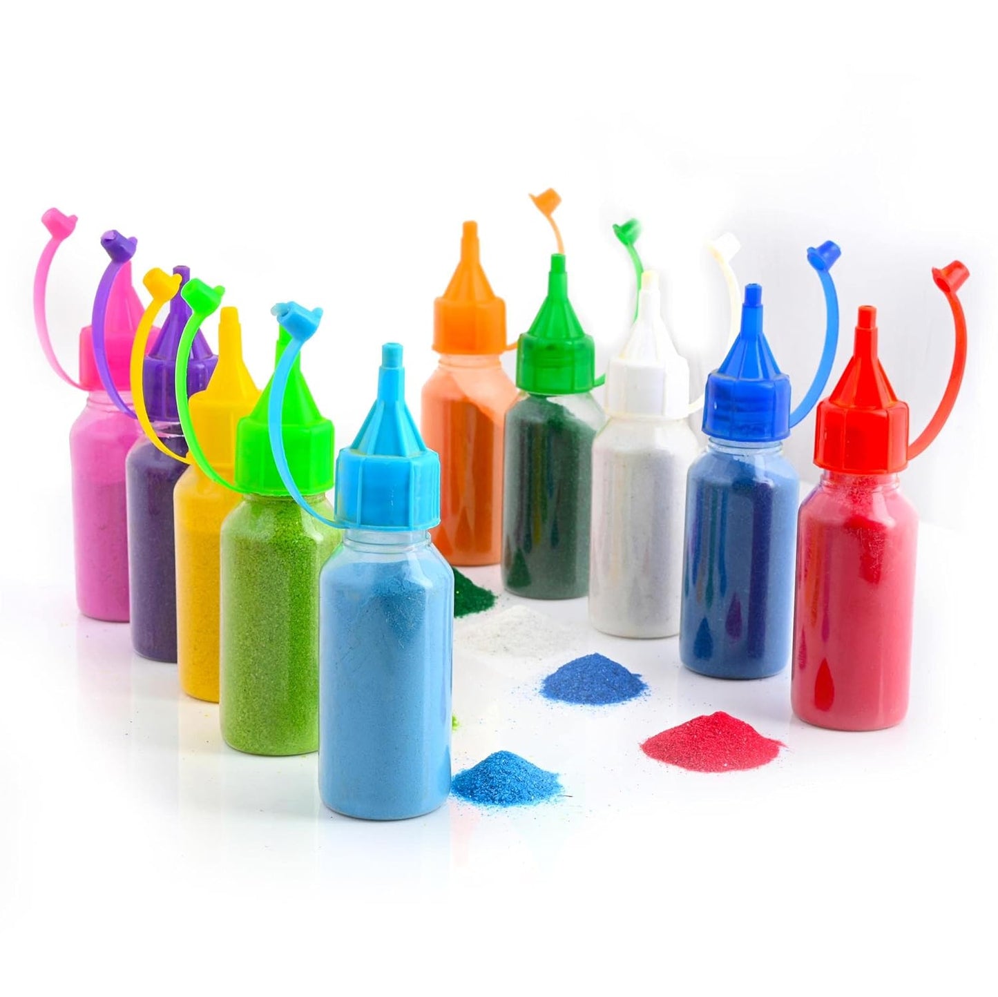 Rangoli Colours Powder Bottles for Floor Decorations Pack of 10 Rangoli Powder Bottles Used for Decoration of Diwali Navaratri Pongal Puja Mandir and Festival