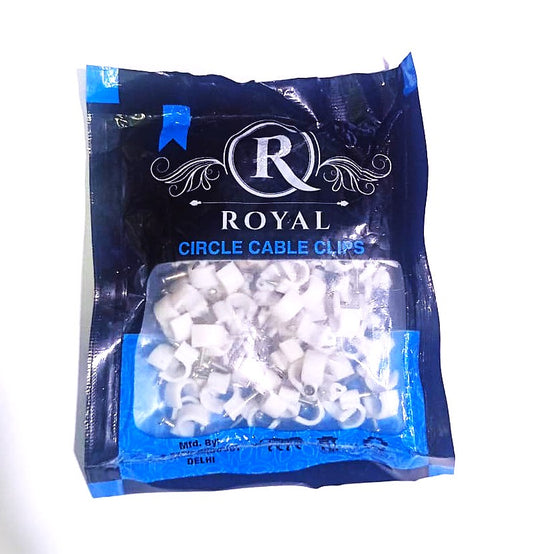 Royal Circle Cable Clips High Quality Plastic All Sizes Available U-Shaped Design In Classic White For Electrical Fittings