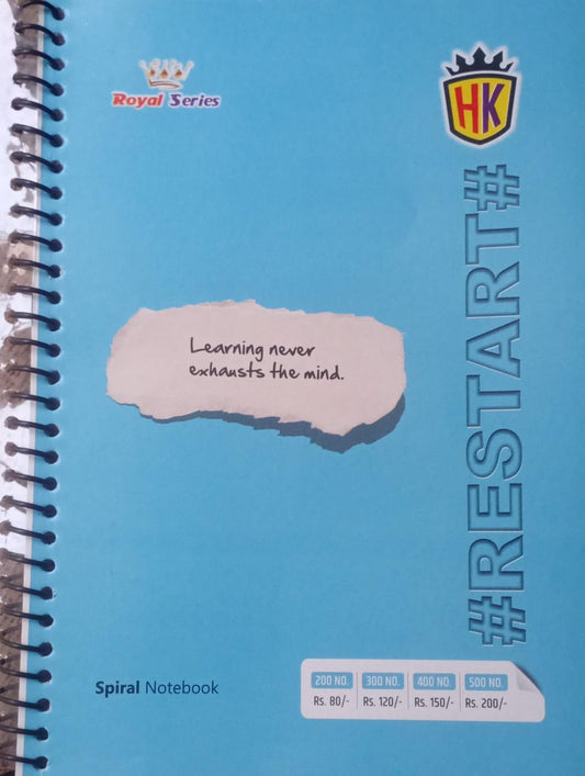 Royal Series Spiral Restart Notebook with Index Page 200 Pages  Sri Janta Book Sytal