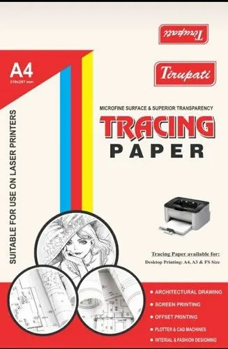 Tirupati Tracing Paper A4 Size 210 X 297 mm White 100 Sheets Architectural Drawing Screen Printing Offset Printing Plotter and Cad Machines Interior and Fashion Designing