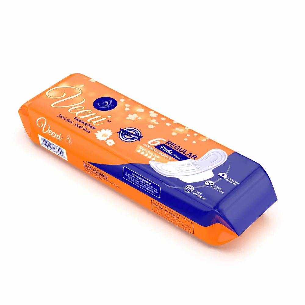 Veeni Regular 6 Pads 240mm With More Comfort and High Absorbency Sanitary Pads Anti Leak Channel Super Gel Lock 6 Pads Pack of 1