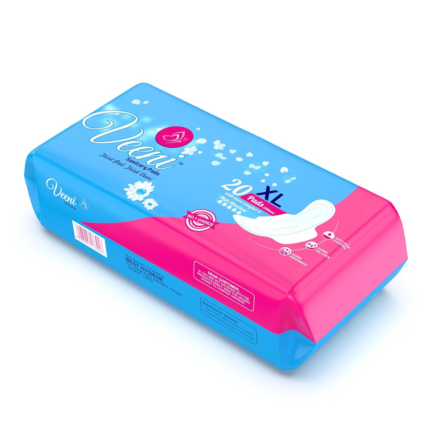 Veeni XL Pads 280mm With More Comfort and High Absorbency Sanitary Pads Anti Leak Channel Super Gel Lock 20 Pads Pack of 1