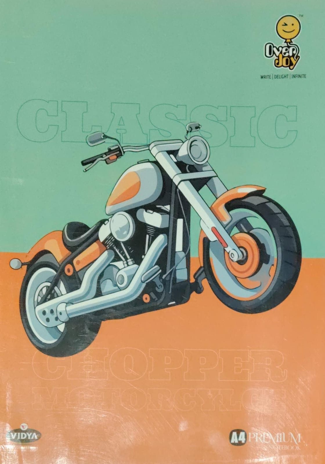 Vidya Classic Chopper Motorcycle A4 Premium Notebook Exercise A4 Ntebook Size 29.7*21 CM 208 Pages Included Index
