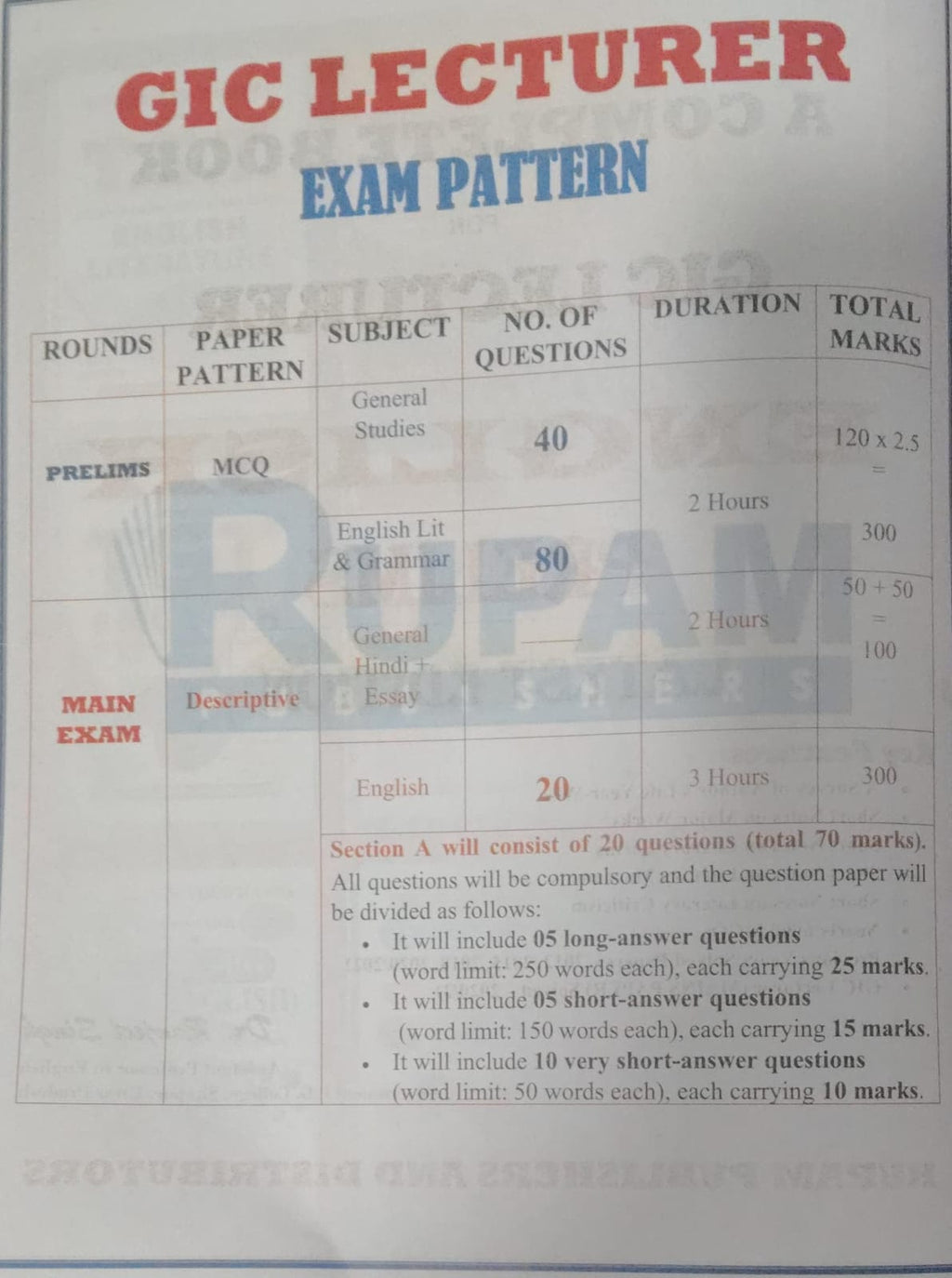 Rupam A Complete Book For GIC Lecturer UPPSC English Prelims Latest Edition By Dr Ranjeet Singh