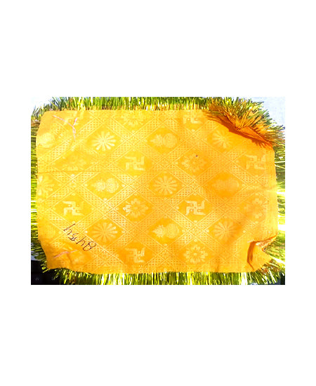Yellow Colour Pooja Aasan Asan for Puja and Puja Altar Cloth Embroidered Velvet Pooja Chowki Assan for Mandir,Temple and Bhagwan for Navratri Diwali Ganesh Chaturti Pack Of 12