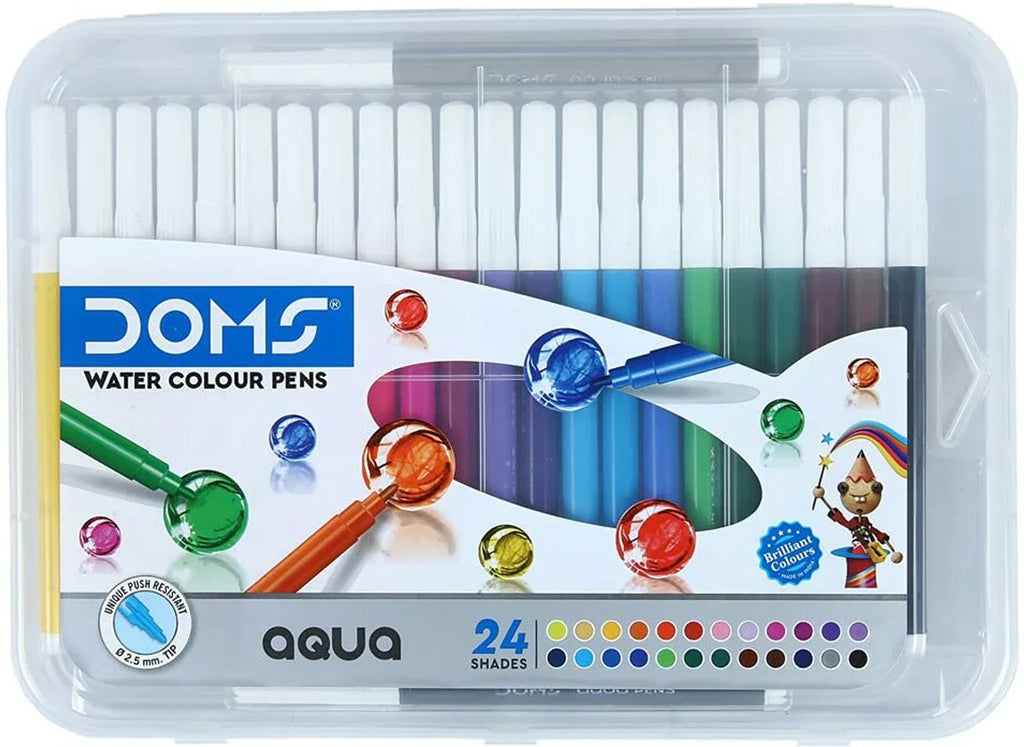 DOMS Aqua Non-Toxic Watercolour Round Nib Sketch Pens Set of 25 Multicolor